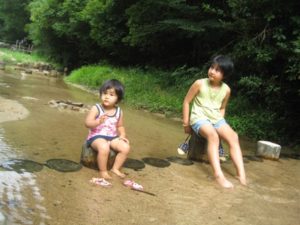 水分峡で水遊び